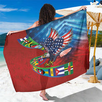 Caribbean-American Heritage Month Sarong National Flags Ribbon Wave Style with US Flag Eagle - Wonder Print Shop