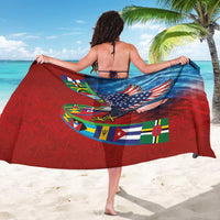 Caribbean-American Heritage Month Sarong National Flags Ribbon Wave Style with US Flag Eagle - Wonder Print Shop