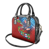 Caribbean-American Heritage Month Shoulder Handbag National Flags Ribbon Wave Style with US Flag Eagle - Wonder Print Shop