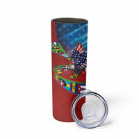 Caribbean-American Heritage Month Skinny Tumbler National Flags Ribbon Wave Style with US Flag Eagle - Wonder Print Shop