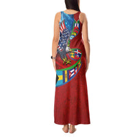 Caribbean-American Heritage Month Tank Maxi Dress National Flags Ribbon Wave Style with US Flag Eagle - Wonder Print Shop