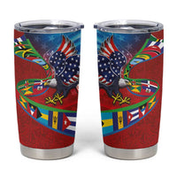 Caribbean-American Heritage Month Tumbler Cup National Flags Ribbon Wave Style with US Flag Eagle - Wonder Print Shop