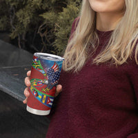 Caribbean-American Heritage Month Tumbler Cup National Flags Ribbon Wave Style with US Flag Eagle - Wonder Print Shop