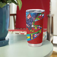 Caribbean-American Heritage Month Tumbler Cup National Flags Ribbon Wave Style with US Flag Eagle - Wonder Print Shop