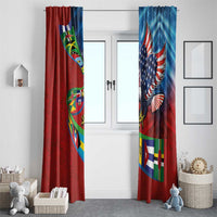 Caribbean-American Heritage Month Window Curtain National Flags Ribbon Wave Style with US Flag Eagle - Wonder Print Shop