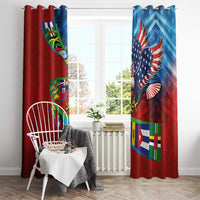 Caribbean-American Heritage Month Window Curtain National Flags Ribbon Wave Style with US Flag Eagle - Wonder Print Shop