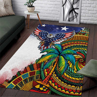 Caribbean American Together Area Rug USA Flag Eagle and Coloful Palm Tree - Wonder Print Shop
