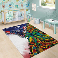 Caribbean American Together Area Rug USA Flag Eagle and Coloful Palm Tree - Wonder Print Shop
