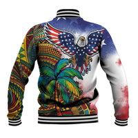 Caribbean American Together Baseball Jacket USA Flag Eagle and Coloful Palm Tree - Wonder Print Shop