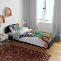 Caribbean American Together Bedding Set USA Flag Eagle and Coloful Palm Tree - Wonder Print Shop