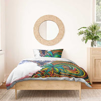 Caribbean American Together Bedding Set USA Flag Eagle and Coloful Palm Tree - Wonder Print Shop