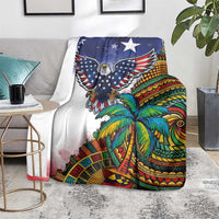 Caribbean American Together Blanket USA Flag Eagle and Coloful Palm Tree - Wonder Print Shop