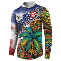 Caribbean American Together Button Sweatshirt USA Flag Eagle and Coloful Palm Tree - Wonder Print Shop