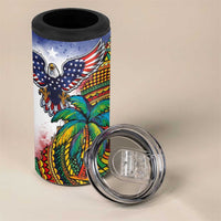 Caribbean American Together 4 in 1 Can Cooler Tumbler USA Flag Eagle and Coloful Palm Tree - Wonder Print Shop