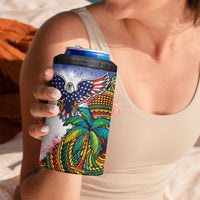 Caribbean American Together 4 in 1 Can Cooler Tumbler USA Flag Eagle and Coloful Palm Tree - Wonder Print Shop