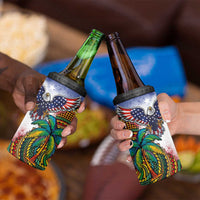 Caribbean American Together 4 in 1 Can Cooler Tumbler USA Flag Eagle and Coloful Palm Tree - Wonder Print Shop