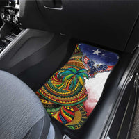 Caribbean American Together Car Mats USA Flag Eagle and Coloful Palm Tree - Wonder Print Shop