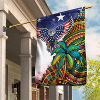 Caribbean American Together Garden Flag USA Flag Eagle and Coloful Palm Tree - Wonder Print Shop