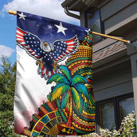 Caribbean American Together Garden Flag USA Flag Eagle and Coloful Palm Tree - Wonder Print Shop