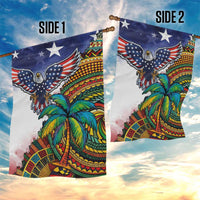 Caribbean American Together Garden Flag USA Flag Eagle and Coloful Palm Tree - Wonder Print Shop
