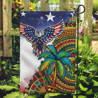 Caribbean American Together Garden Flag USA Flag Eagle and Coloful Palm Tree - Wonder Print Shop