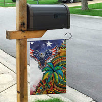 Caribbean American Together Garden Flag USA Flag Eagle and Coloful Palm Tree - Wonder Print Shop