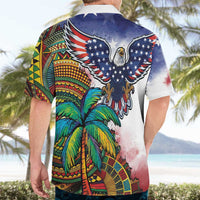 Caribbean American Together Hawaiian Shirt USA Flag Eagle and Coloful Palm Tree - Wonder Print Shop