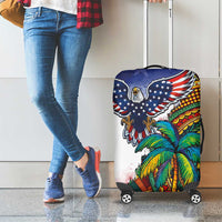 Caribbean American Together Luggage Cover USA Flag Eagle and Coloful Palm Tree - Wonder Print Shop
