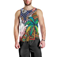 Caribbean American Together Men Tank Top USA Flag Eagle and Coloful Palm Tree - Wonder Print Shop