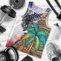 Caribbean American Together Men Tank Top USA Flag Eagle and Coloful Palm Tree - Wonder Print Shop