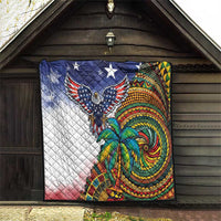 Caribbean American Together Quilt USA Flag Eagle and Coloful Palm Tree - Wonder Print Shop