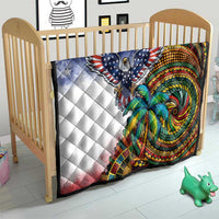 Caribbean American Together Quilt USA Flag Eagle and Coloful Palm Tree - Wonder Print Shop