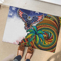 Caribbean American Together Rubber Doormat USA Flag Eagle and Coloful Palm Tree - Wonder Print Shop