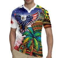 Caribbean American Together Rugby Jersey USA Flag Eagle and Coloful Palm Tree - Wonder Print Shop