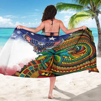Caribbean American Together Sarong USA Flag Eagle and Coloful Palm Tree - Wonder Print Shop