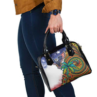 Caribbean American Together Shoulder Handbag USA Flag Eagle and Coloful Palm Tree - Wonder Print Shop