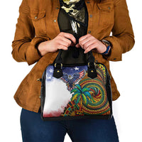 Caribbean American Together Shoulder Handbag USA Flag Eagle and Coloful Palm Tree - Wonder Print Shop