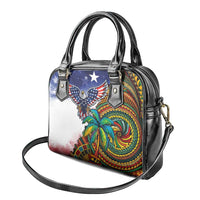 Caribbean American Together Shoulder Handbag USA Flag Eagle and Coloful Palm Tree - Wonder Print Shop