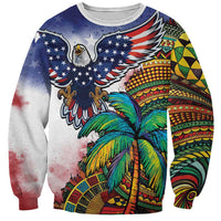 Caribbean American Together Sweatshirt USA Flag Eagle and Coloful Palm Tree - Wonder Print Shop