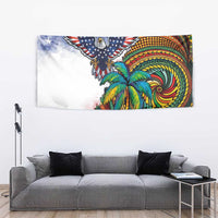 Caribbean American Together Tapestry USA Flag Eagle and Coloful Palm Tree - Wonder Print Shop
