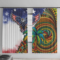 Caribbean American Together Window Curtain USA Flag Eagle and Coloful Palm Tree - Wonder Print Shop
