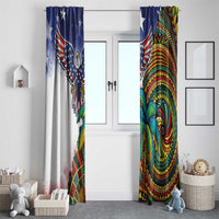 Caribbean American Together Window Curtain USA Flag Eagle and Coloful Palm Tree - Wonder Print Shop