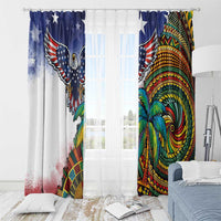 Caribbean American Together Window Curtain USA Flag Eagle and Coloful Palm Tree - Wonder Print Shop