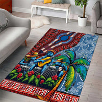 Afro-Caribbean Area Rug African Dashiki Style with Caribbean Music with Blue Iguanas - Wonder Print Shop