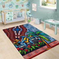 Afro-Caribbean Area Rug African Dashiki Style with Caribbean Music with Blue Iguanas - Wonder Print Shop