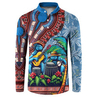 Afro-Caribbean Button Sweatshirt African Dashiki Style with Caribbean Music with Blue Iguanas - Wonder Print Shop