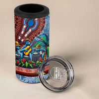 Afro-Caribbean 4 in 1 Can Cooler Tumbler African Dashiki Style with Caribbean Music with Blue Iguanas - Wonder Print Shop