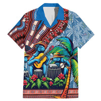 Afro-Caribbean Family Matching Mermaid Dress and Hawaiian Shirt African Dashiki Style with Caribbean Music with Blue Iguanas - Wonder Print Shop