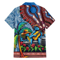 Afro-Caribbean Family Matching Summer Maxi Dress and Hawaiian Shirt African Dashiki Style with Caribbean Music with Blue Iguanas - Wonder Print Shop