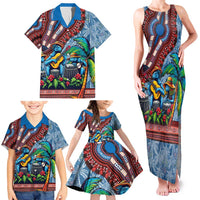 Afro-Caribbean Family Matching Tank Maxi Dress and Hawaiian Shirt African Dashiki Style with Caribbean Music with Blue Iguanas - Wonder Print Shop